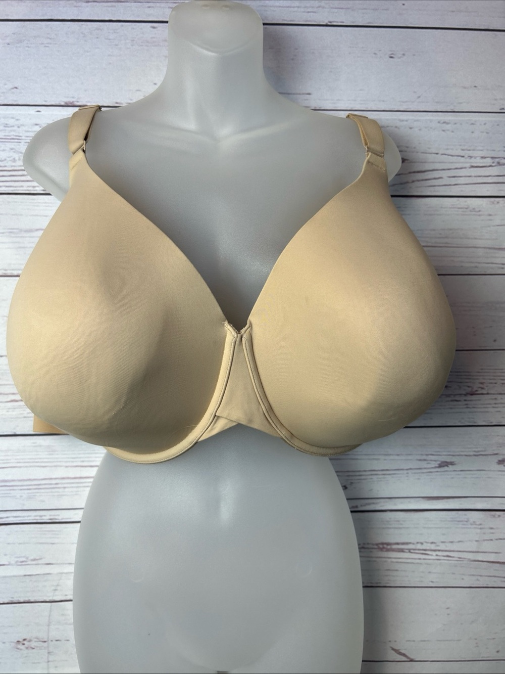 Cacique Bra 46H Beige Lightly Lined Balconette Underwire Back Closure